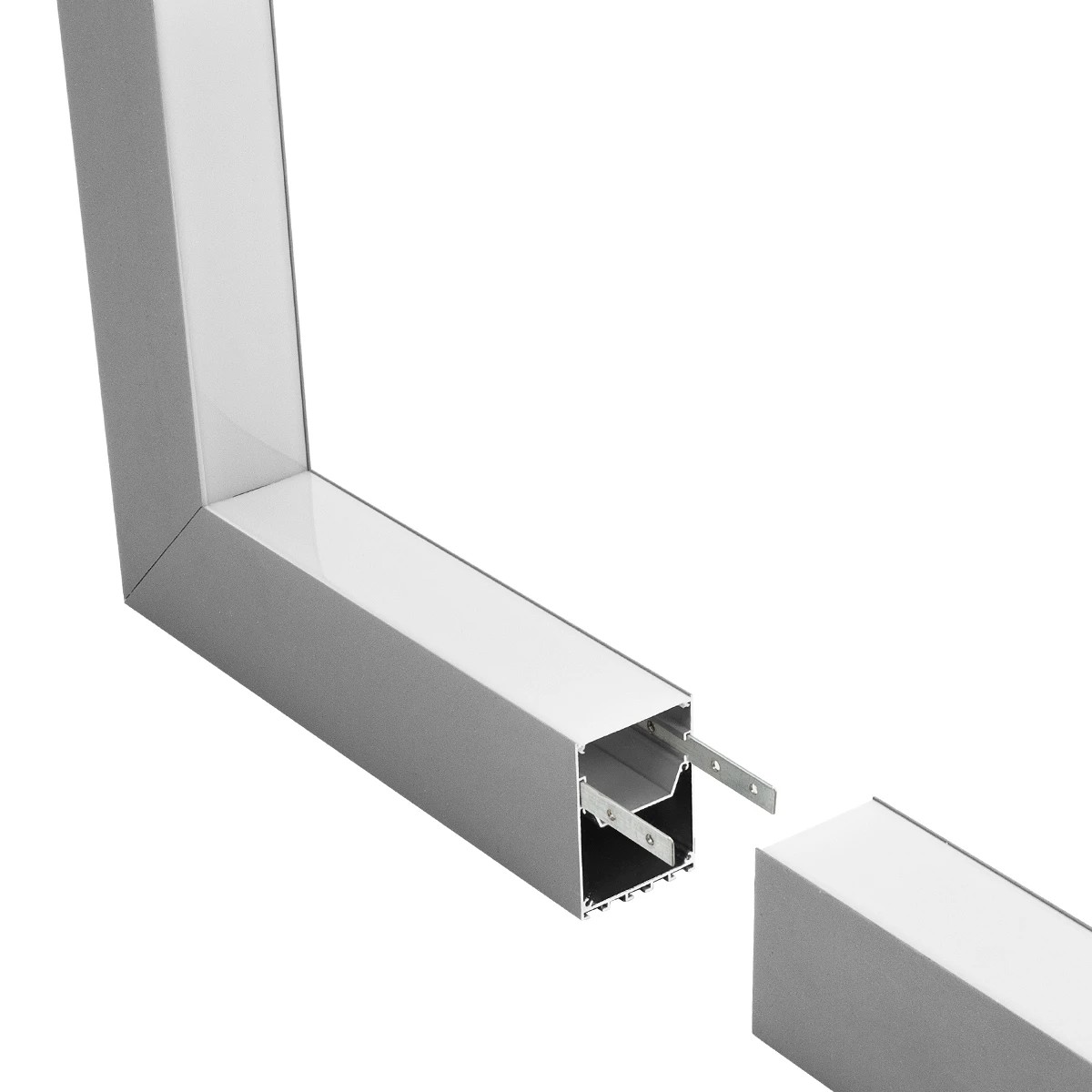 GLOBOSTAR® ALP-CORNER-IN90 BRIGHTRAIL 61782 Επιφανειακό / Κρεμαστό Προφίλ Αλουμινίου Γωνία με Λευκό Γαλακτερό Πατητό Κάλυμμα για Ταινίες LED IP20 - Γκρι Ανθρακί Ματ - Μ30 x Π5 x Υ7.5cm - Image 4