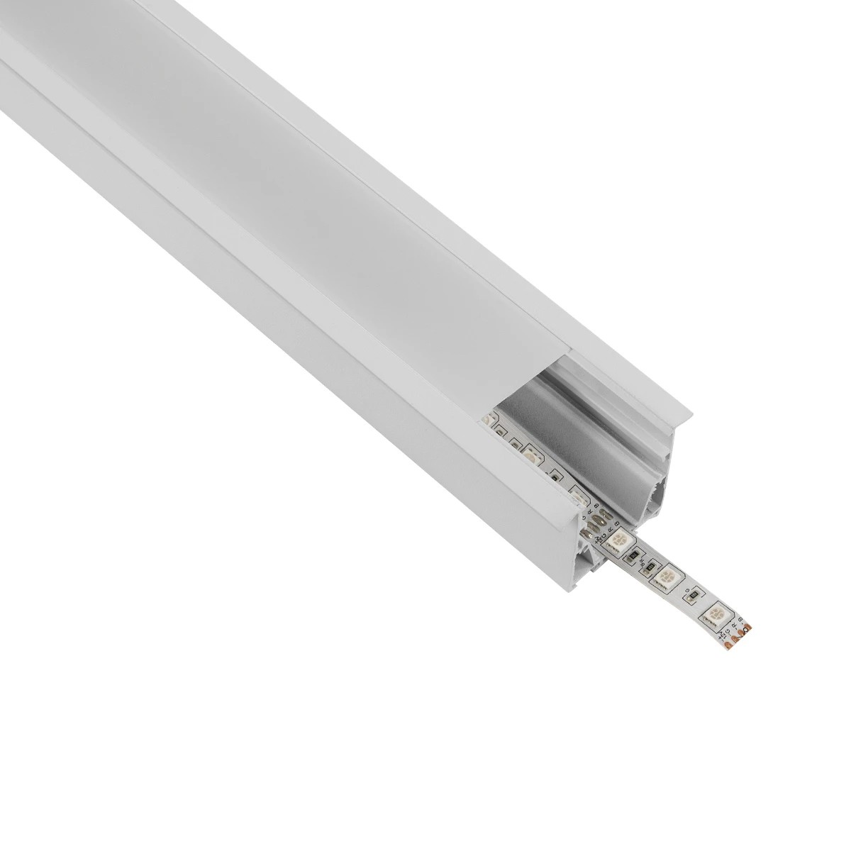 GLOBOSTAR® ALP-LINEAR RECESSA 61785-3M Χωνευτό Προφίλ Αλουμινίου με Λευκό Γαλακτερό Πατητό Κάλυμμα για Ταινίες LED IP20 - Λεικό Ματ - Μ300 x Π3.5 x Υ4cm