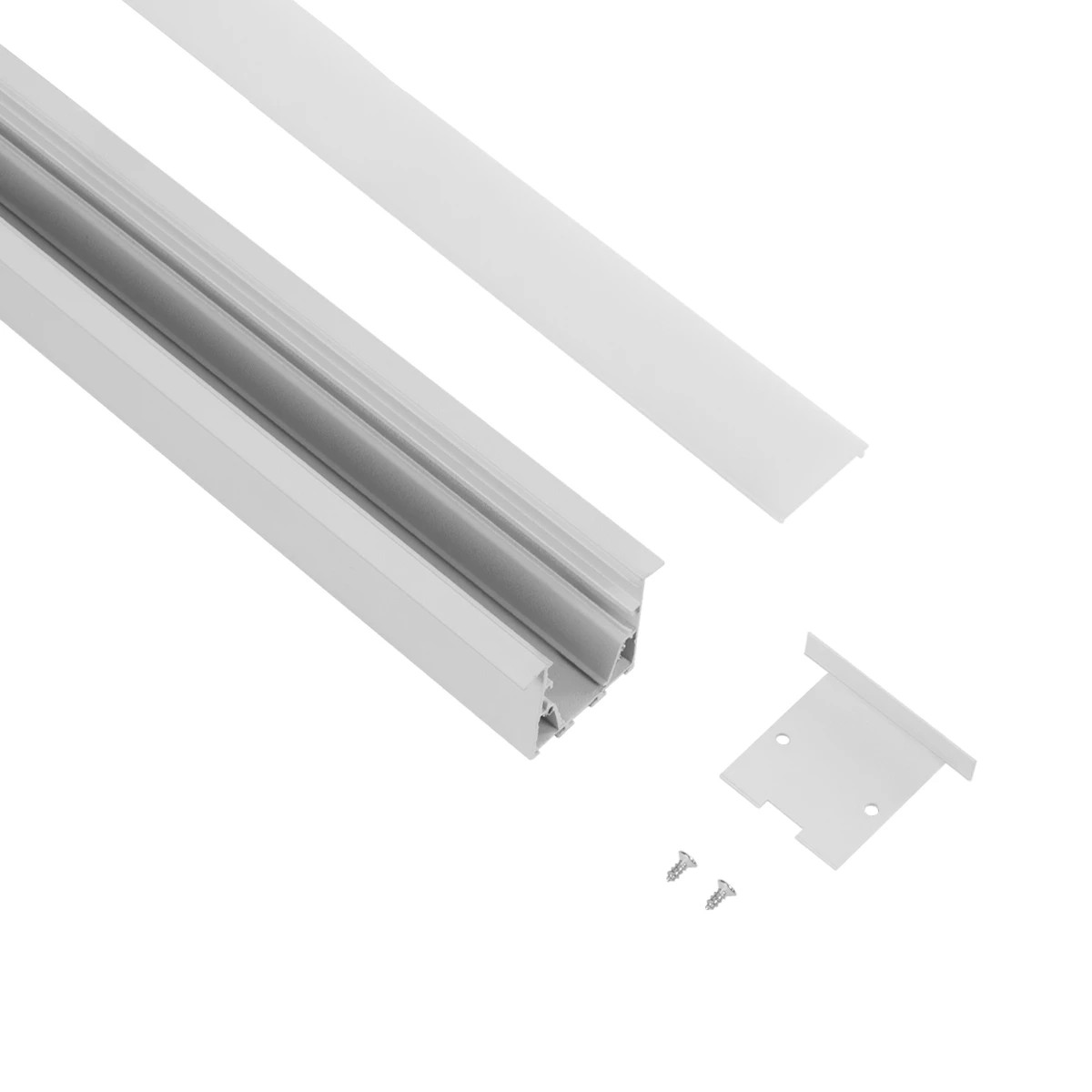 GLOBOSTAR® ALP-LINEAR RECESSA 61785-3M Χωνευτό Προφίλ Αλουμινίου με Λευκό Γαλακτερό Πατητό Κάλυμμα για Ταινίες LED IP20 - Λεικό Ματ - Μ300 x Π3.5 x Υ4cm - Image 3