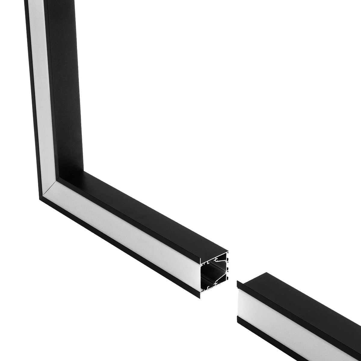 GLOBOSTAR® ALP-CORNER-SIDE90 RECESSA 61789 Χωνευτό Προφίλ Αλουμινίου Γωνία με Λευκό Γαλακτερό Πατητό Κάλυμμα για Ταινίες LED IP20 - Μαύρο Ματ - Μ30 x Π3.5 x Υ4cm - Image 3