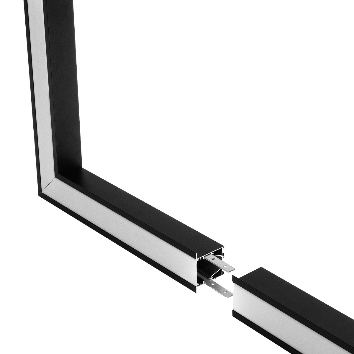 GLOBOSTAR® ALP-CORNER-SIDE90 RECESSA 61789 Χωνευτό Προφίλ Αλουμινίου Γωνία με Λευκό Γαλακτερό Πατητό Κάλυμμα για Ταινίες LED IP20 - Μαύρο Ματ - Μ30 x Π3.5 x Υ4cm - Image 4
