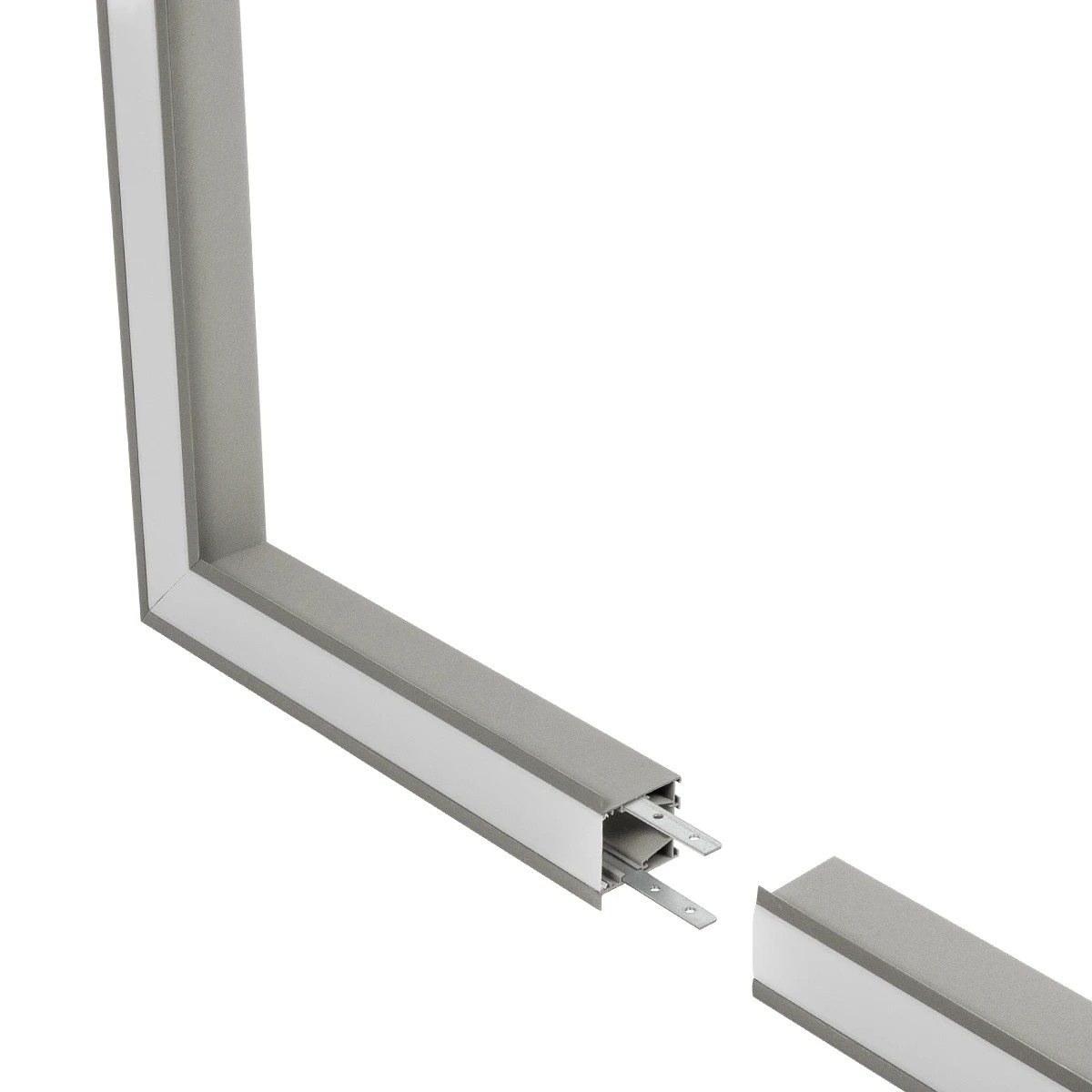 GLOBOSTAR® ALP-CORNER-SIDE90 RECESSA 61790 Χωνευτό Προφίλ Αλουμινίου Γωνία με Λευκό Γαλακτερό Πατητό Κάλυμμα για Ταινίες LED IP20 - Γκρι Ανθρακί Ματ - Μ30 x Π3.5 x Υ4cm - Image 4