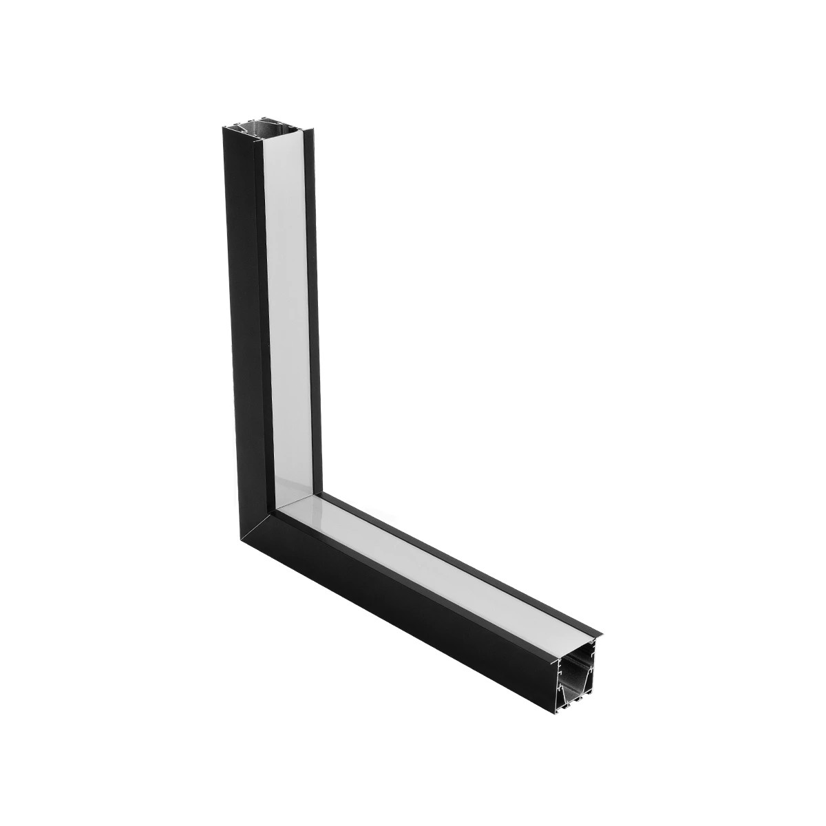 GLOBOSTAR® ALP-CORNER-IN90 RECESSA 61792 Χωνευτό Προφίλ Αλουμινίου Γωνία με Λευκό Γαλακτερό Πατητό Κάλυμμα για Ταινίες LED IP20 - Μαύρο Ματ - Μ30 x Π3.5 x Υ4cm