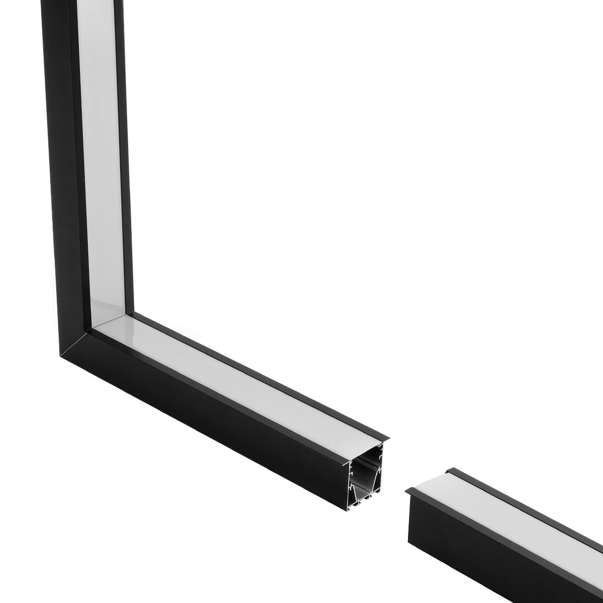 GLOBOSTAR® ALP-CORNER-IN90 RECESSA 61792 Χωνευτό Προφίλ Αλουμινίου Γωνία με Λευκό Γαλακτερό Πατητό Κάλυμμα για Ταινίες LED IP20 - Μαύρο Ματ - Μ30 x Π3.5 x Υ4cm - Image 3