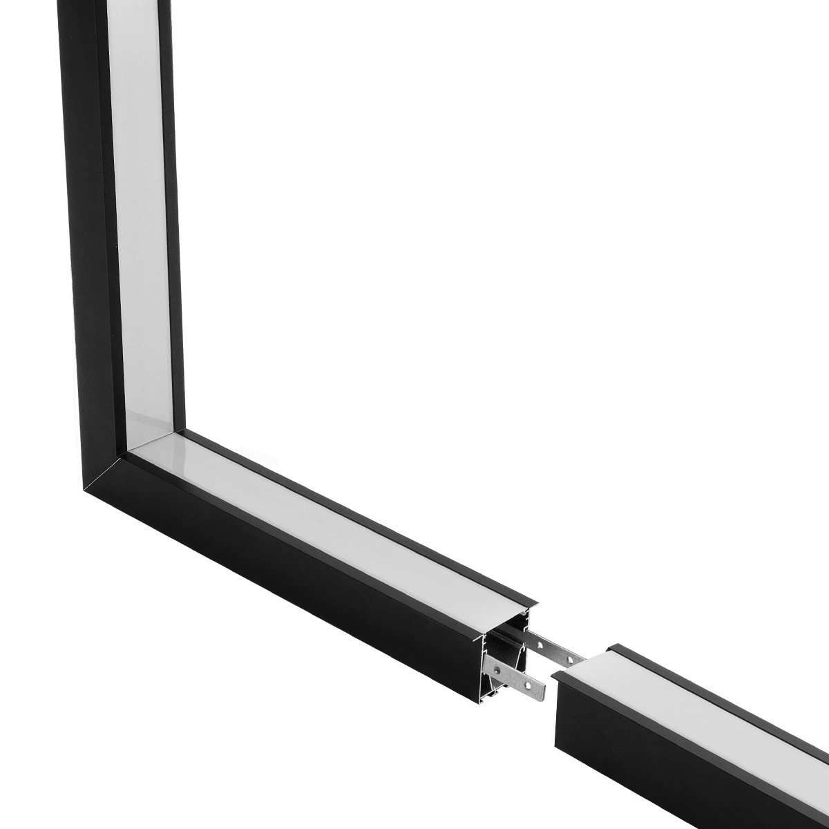 GLOBOSTAR® ALP-CORNER-IN90 RECESSA 61792 Χωνευτό Προφίλ Αλουμινίου Γωνία με Λευκό Γαλακτερό Πατητό Κάλυμμα για Ταινίες LED IP20 - Μαύρο Ματ - Μ30 x Π3.5 x Υ4cm - Image 4