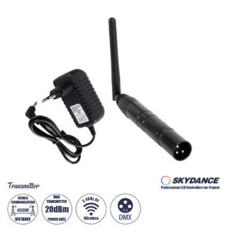 GLOBOSTAR® SKYDANCE-DM-WT 71577 DMX512 Ασύρματος Πομπός RF 2.4Ghz ISM GFSK 20dBm 400m Αρσενικό XLR3 DC 5V IP20 - Μ1.9 x Π1.9 x Υ22cm - 5 Χρόνια Εγγύηση