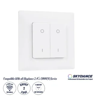 GloboStar® 73122 PF1-2 SKYDANCE Ασύρματο Επιτοίχιο Χειριστήριο 2 Group  RF 2.4Ghz DC3V IP20 - Μ8.5 x Π8.5 x Υ1.7cm - 5 Χρόνια Εγγύηση