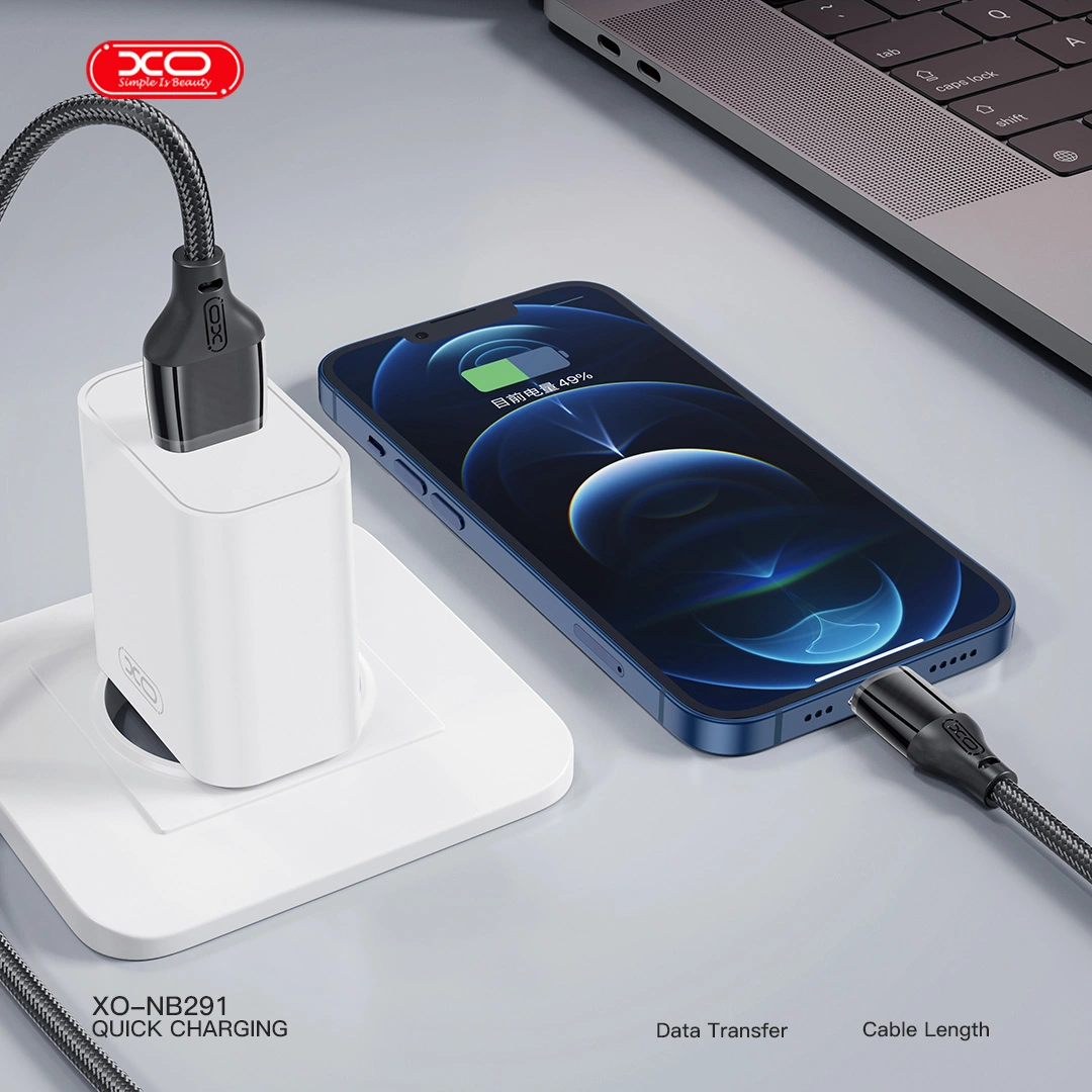 XO NB291 Καλώδιο Φόρτισης & Μεταφοράς Δεδομένων Type-C 6A Μαύρο - Image 3