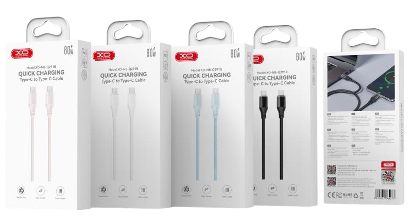 XO NB-Q291B Braided Type-c σε Type-c 60W Καλώδιο Δεδομένων Μαύρο - Image 2