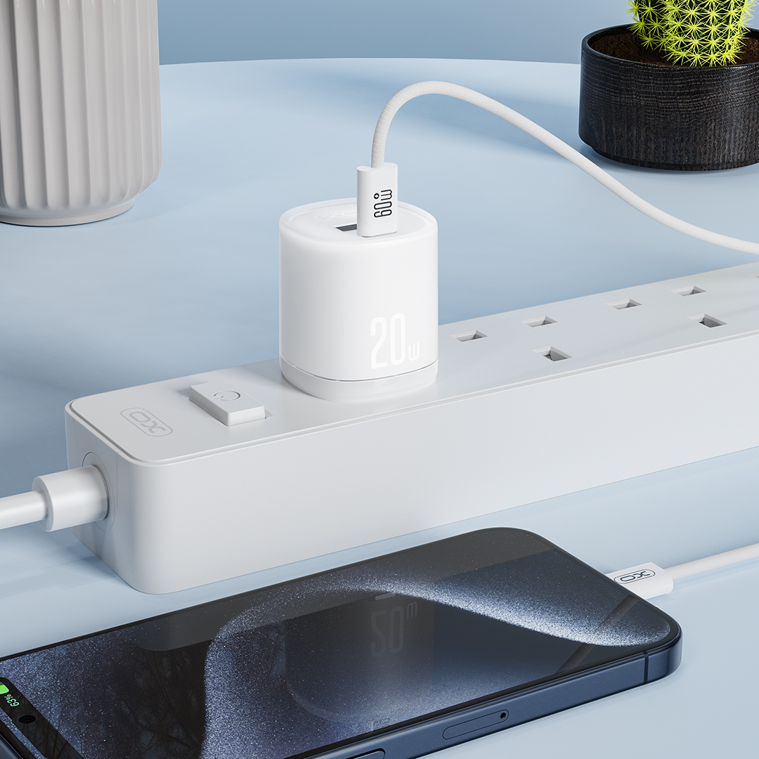 XO L144(UK) PD20W 1USB-A+1USB-C Γρήγορος Φορτιστής Λευκό - Image 4