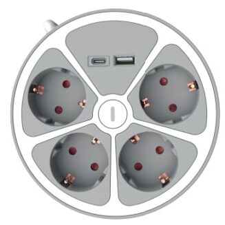 Technik Στρογγυλό Πολύπριζο 4 Θέσεων 1,4m Καλώδιο + USB-A + USB-C 16A