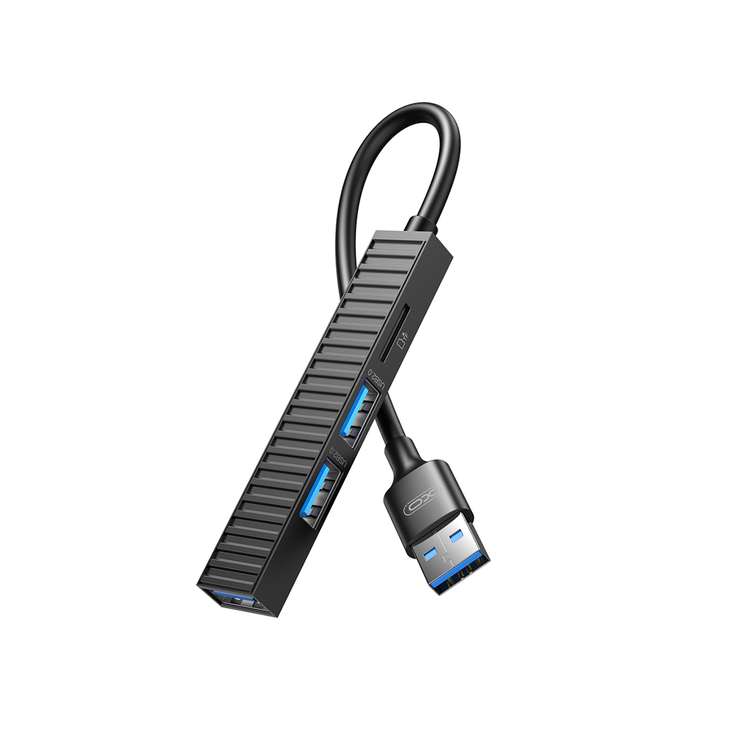 XO HUB014A Plastic portable 4 in 1 docking station (Micro to USB3.0+USB2.0 * 2+TF) - Image 4