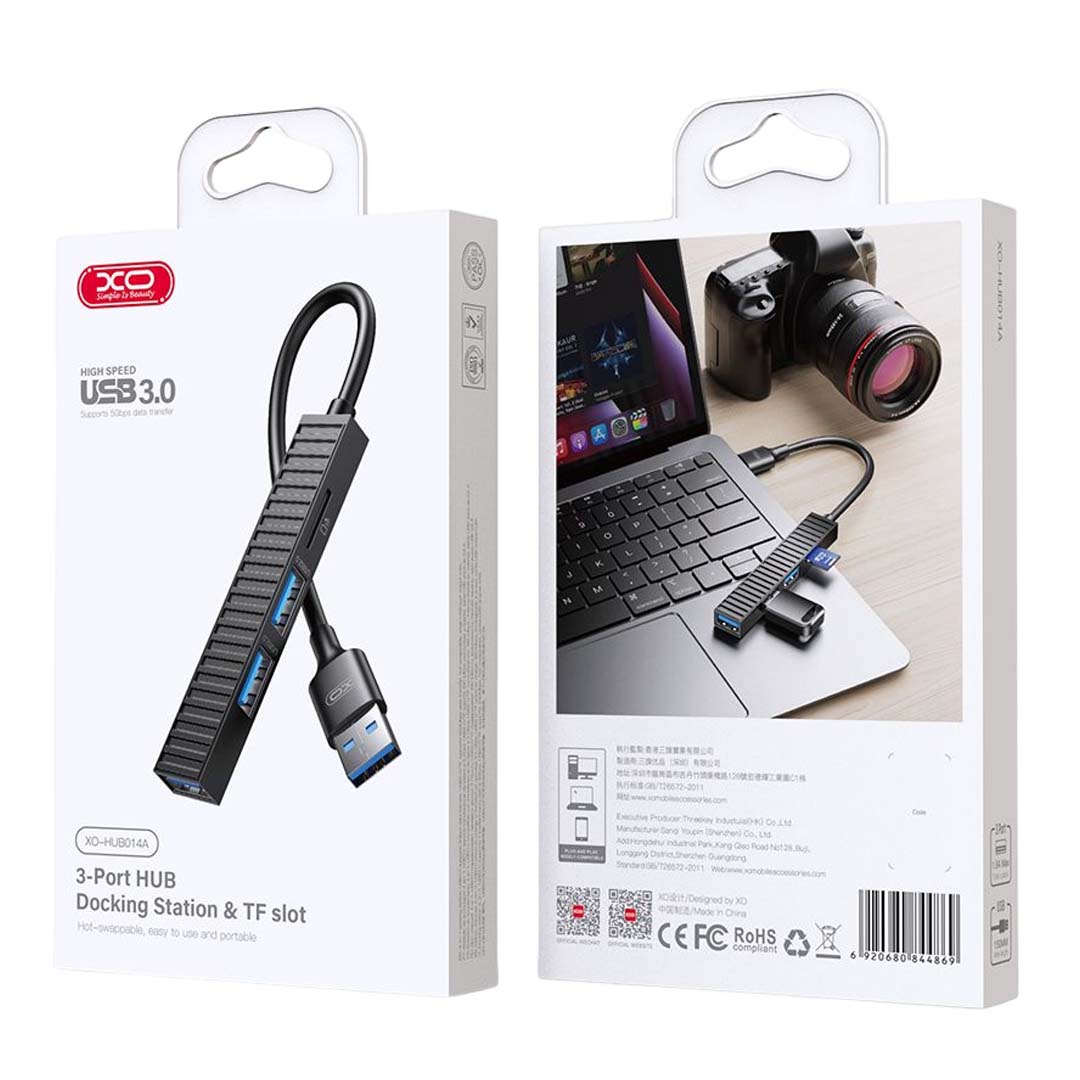 XO HUB014A Plastic portable 4 in 1 docking station (Micro to USB3.0+USB2.0 * 2+TF) - Image 6
