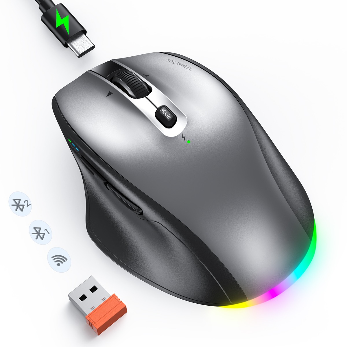 Meetion Ασύρματο Ποντίκι Office MT-BTM007 με Bluetooth & 2.4G Γκρι - Image 4