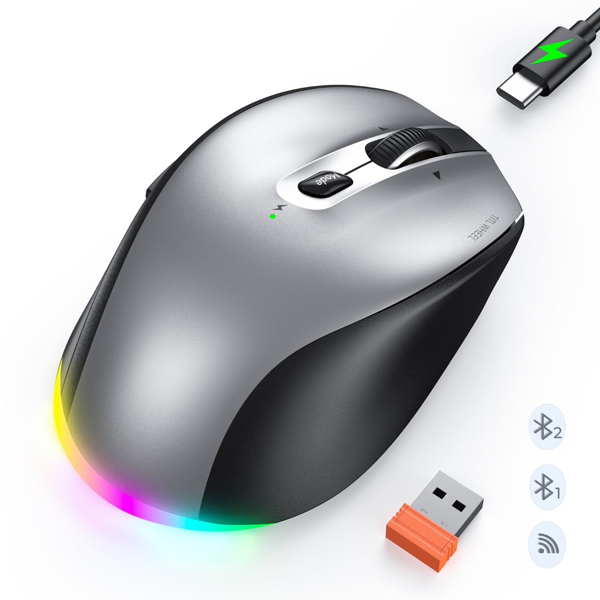 Meetion Ασύρματο Ποντίκι Office MT-BTM007 με Bluetooth & 2.4G Γκρι - Image 3