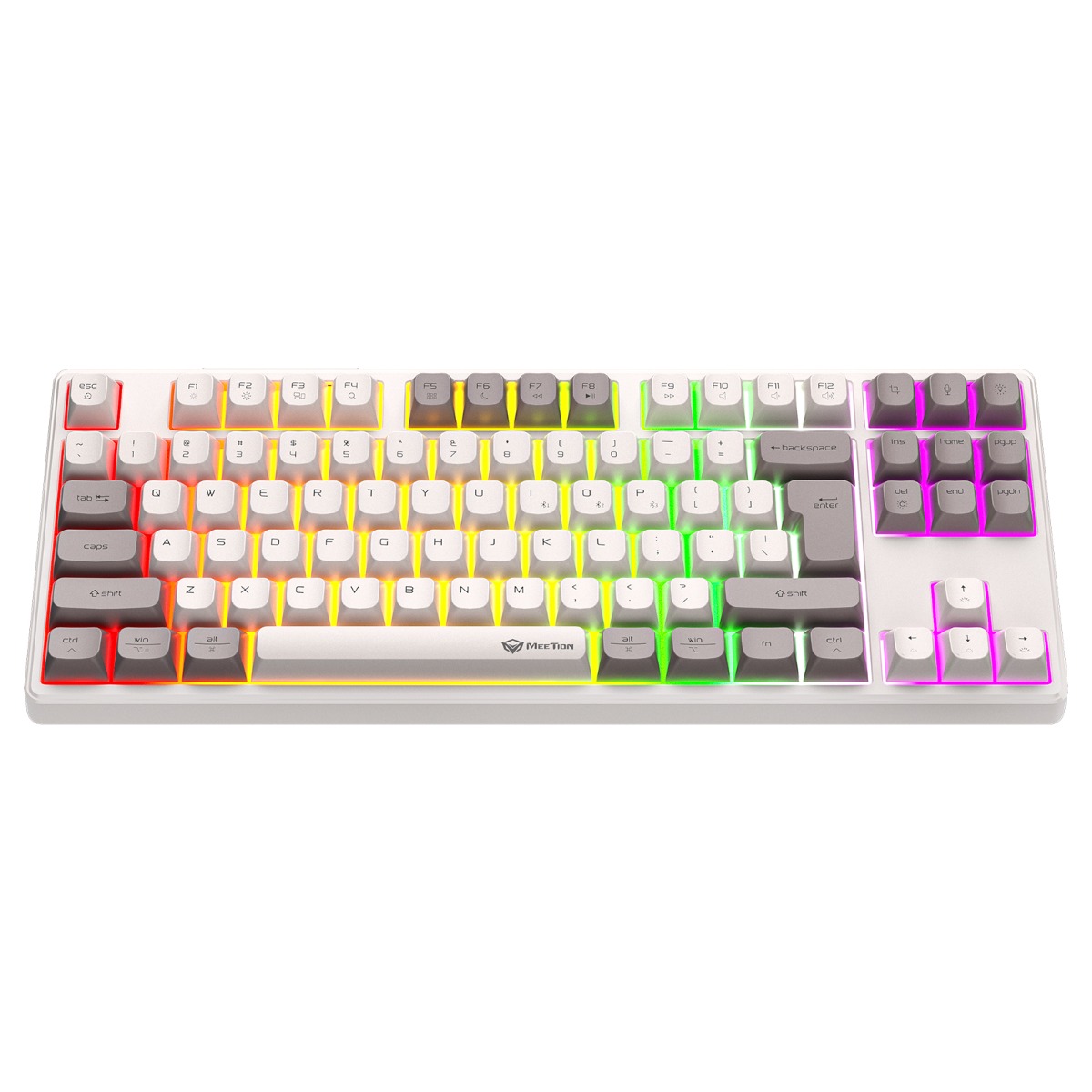 Meetion MT-MK14 Μηχανικό Πληκτρολόγιο Gaming Ενσύρματο & Ασύρματο με Bluetooth και 2.4G RGB Λευκό US