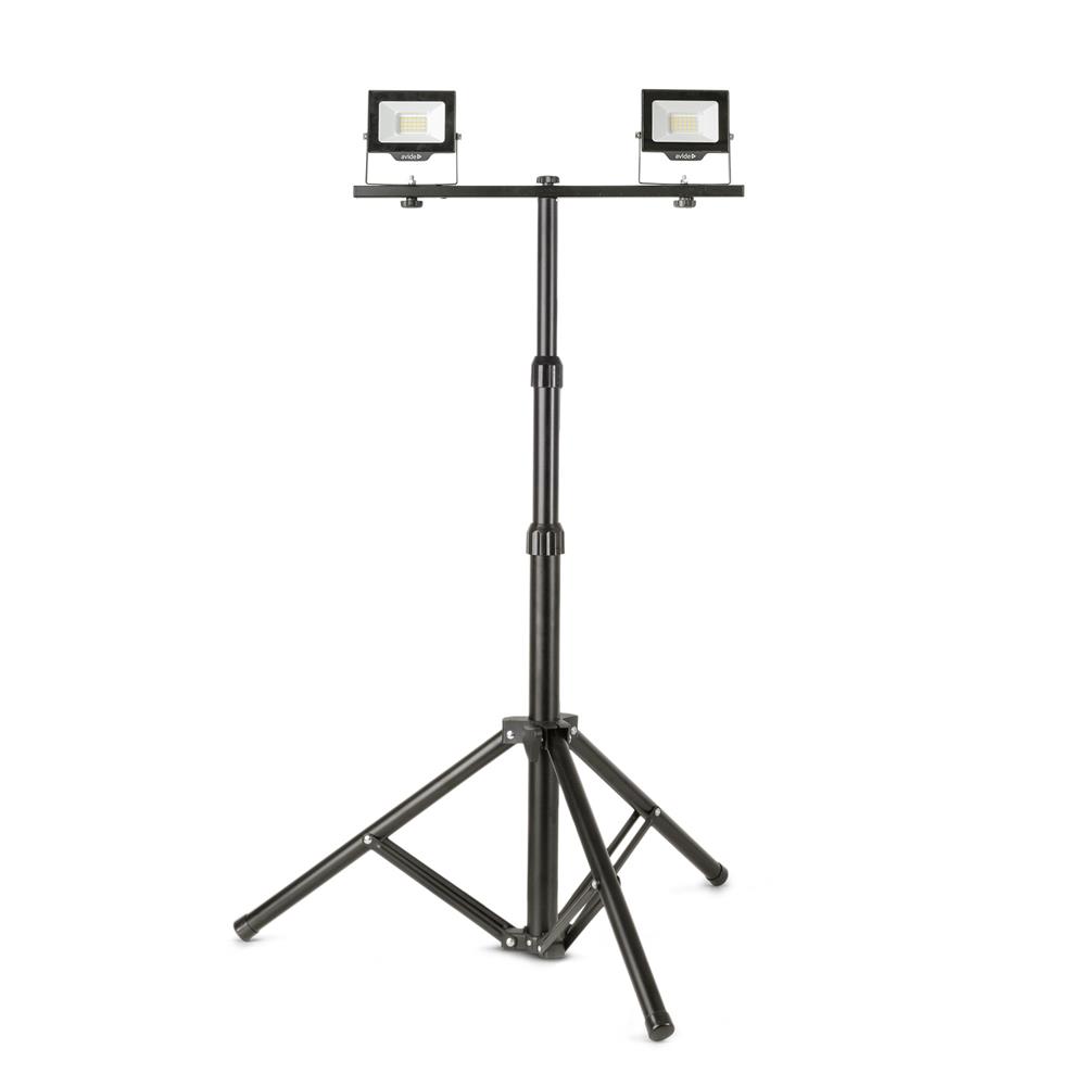Avide LED Flood Light Slim Αισθητήρας PIR, SMD 2x30W CW 6400K 2 Κεφαλές με Τρίποδο