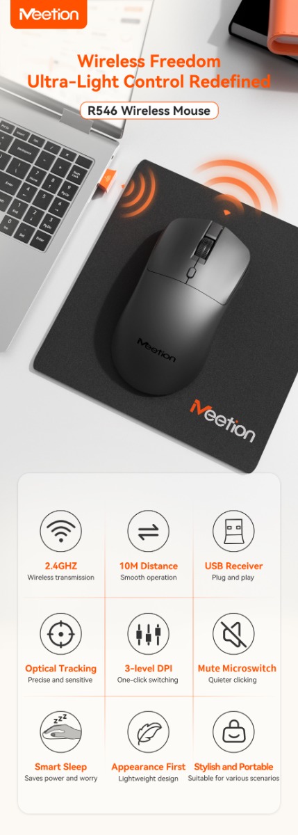 Meetion Ασύρματο Ποντίκι Office MT-R546 2.4G Μαύρο - Image 8