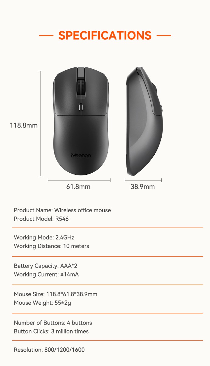 Meetion Ασύρματο Ποντίκι Office MT-R546 2.4G Μαύρο - Image 18