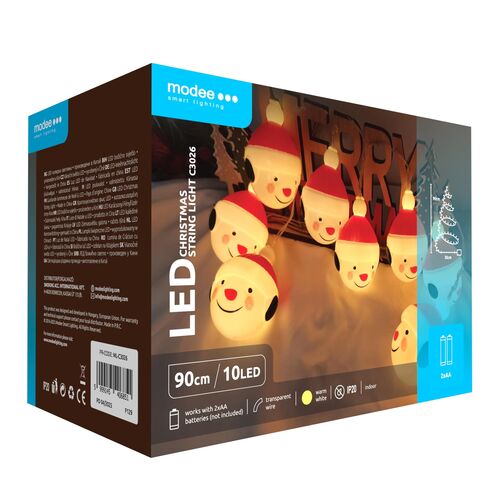 Modee Χριστουγεννιάτικα Διακοσμητικά Φωτάκια LED (10LED/120cm/10cm) Θερμό Λευκό