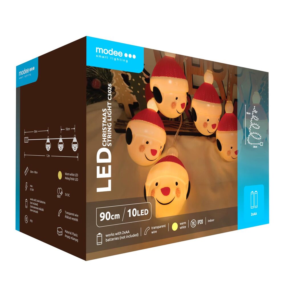 Modee Χριστουγεννιάτικα Διακοσμητικά Φωτάκια LED (10LED/120cm/10cm) Θερμό Λευκό - Image 4