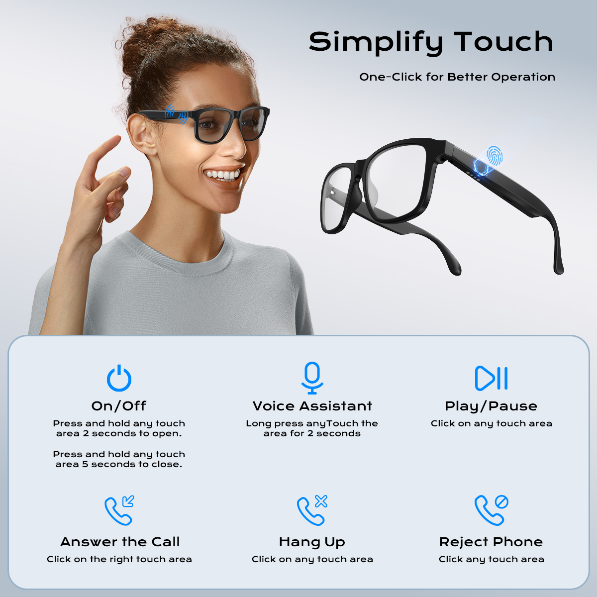 XO E12 Smart Audio Γυαλιά με Anti-Blu-Ray Φακούς - Image 4