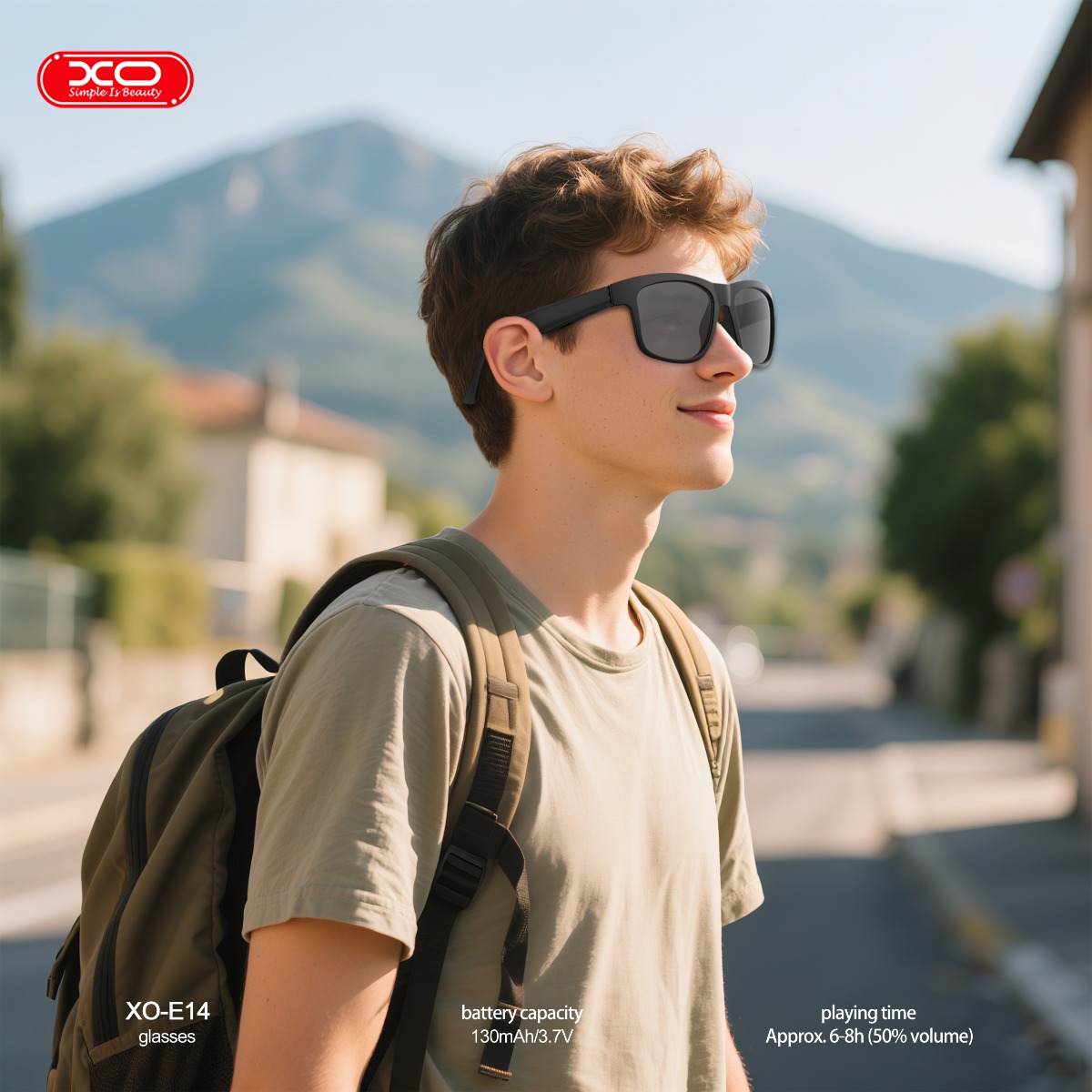 XO E14 Smart Audio Γυαλιά UV Προστασίας Μαύρο - Image 6