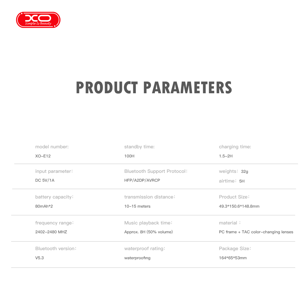 XO E12 Smart Audio Γυαλιά με Anti-Blu-Ray Φακούς - Image 6