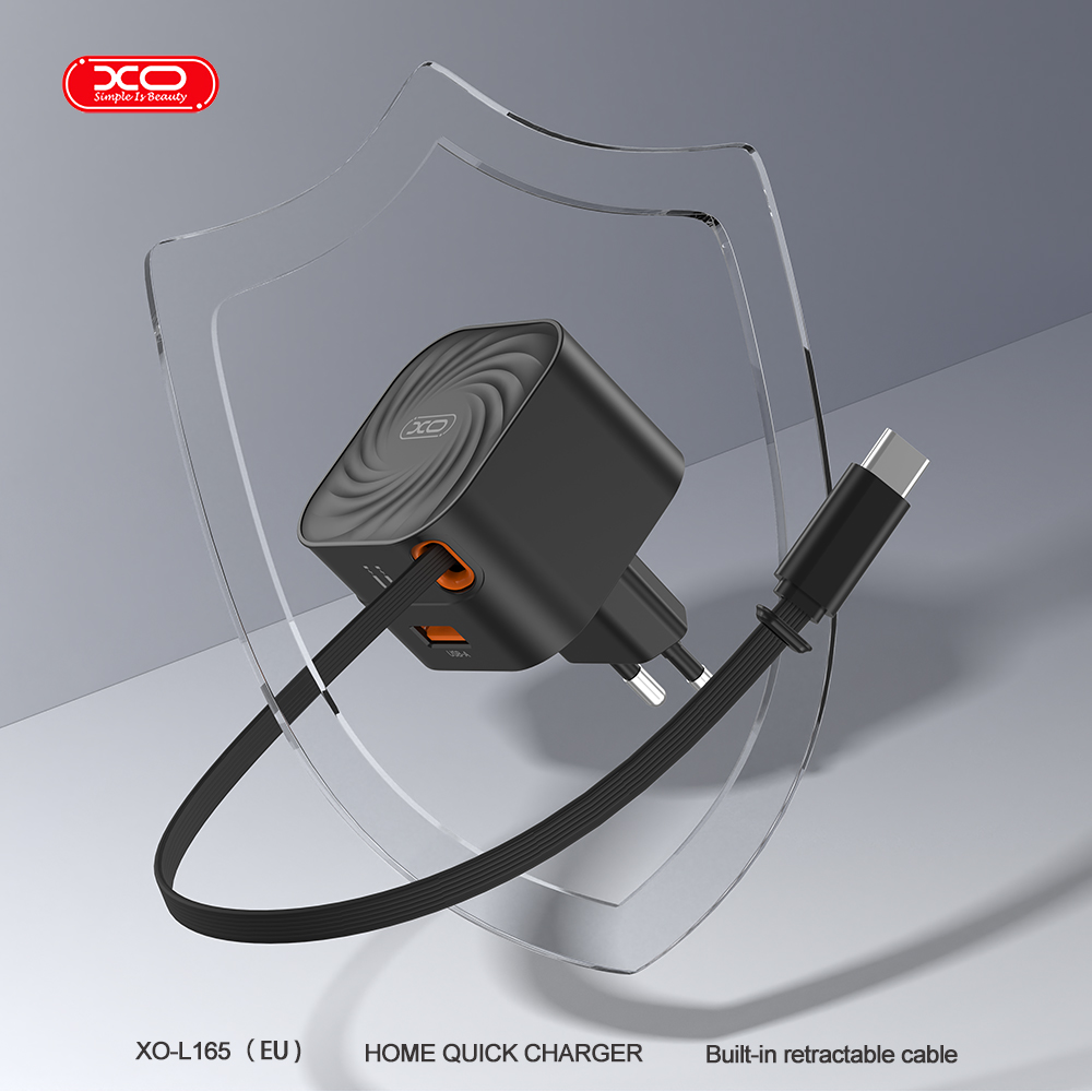 XO L165 Φορτιστής Ταχείας Φόρτισης με Ανασυρόμενο Καλώδιο Type-C & 1 Θύρα USB-A EU 20W - Image 5