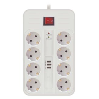 Technik Πολύπριζο 8 Θέσεων (1,5mm2) με Διακόπτη & 3 Θύρες USB 16A 1.5m