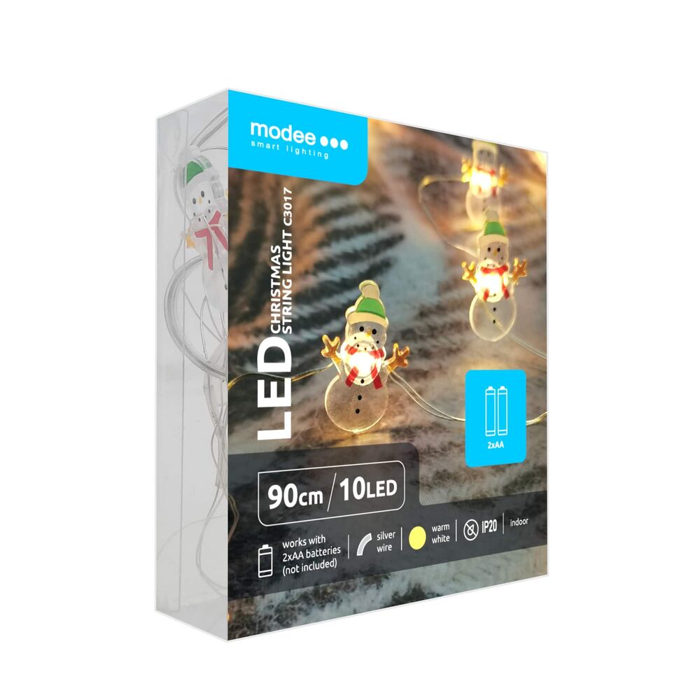 Modee Χριστουγεννιάτικα Φωτάκια LED με Μπαταρία (10LED/120cm/10cm) Θερμό Λευκό