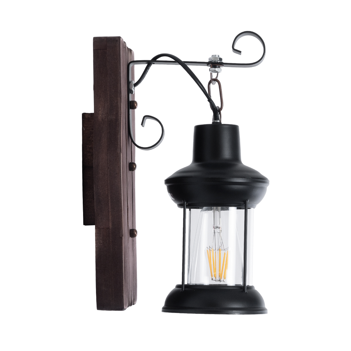 GLOBOSTAR® BRASRA 01204 Vintage Φωτιστικό Τοίχου - Απλίκα με Ντουί 1 x E27 AC 220-240V IP20 - Καφέ & Μαύρο - Μ15 x Π20 x Υ30cm - Image 5