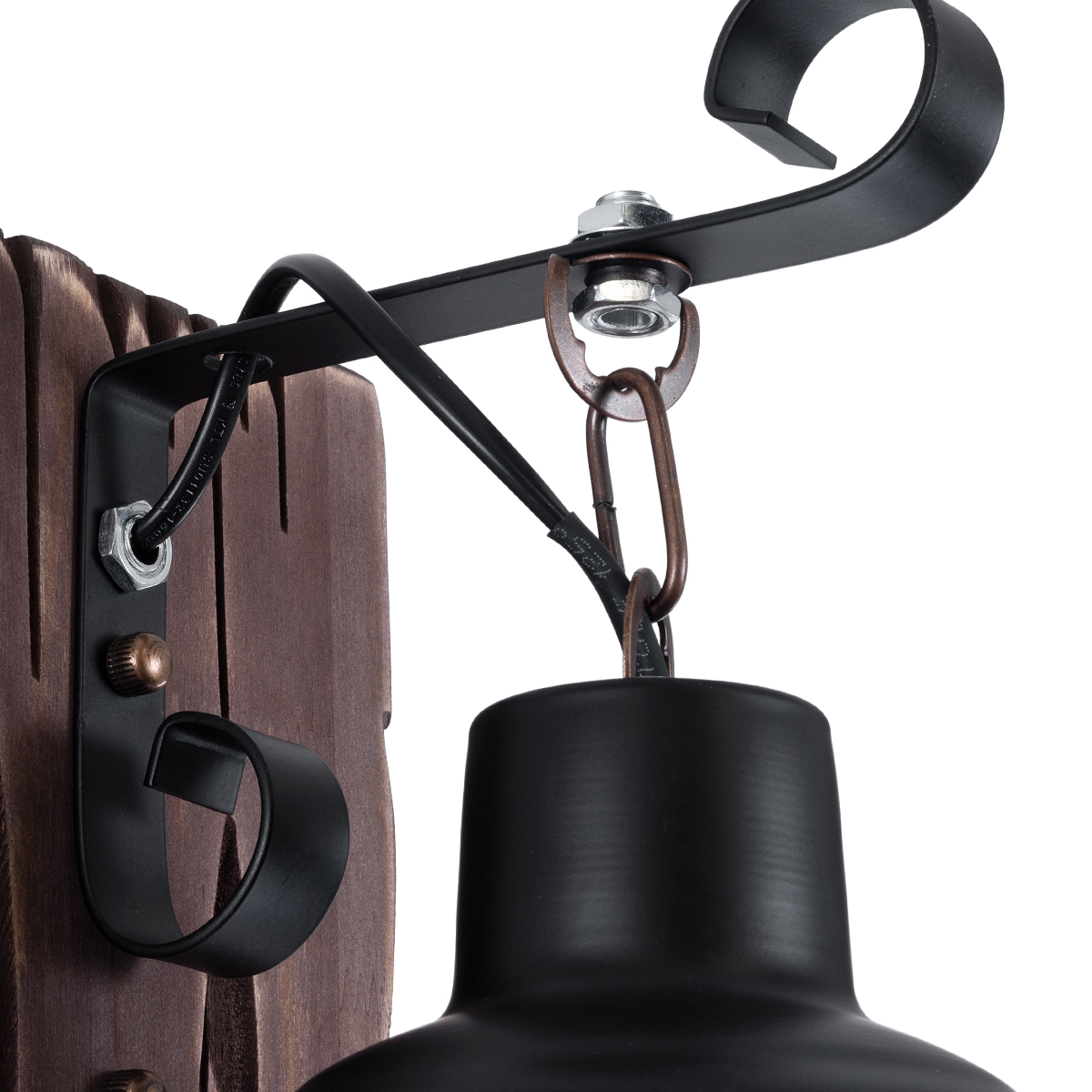 GLOBOSTAR® BRASRA 01204 Vintage Φωτιστικό Τοίχου - Απλίκα με Ντουί 1 x E27 AC 220-240V IP20 - Καφέ & Μαύρο - Μ15 x Π20 x Υ30cm - Image 7