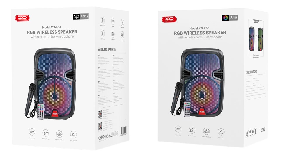 XO F51 Colored Jade Εξωτερικό Ηχείο RGB Bluetooth 10W - Image 7