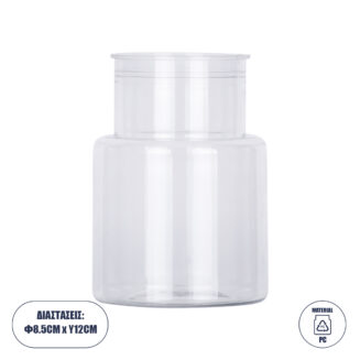 GloboStar® GRACE 35607 Διακοσμητικό Βάζο Πλαστικό Διάφανο Φ8.5 x Υ12cm