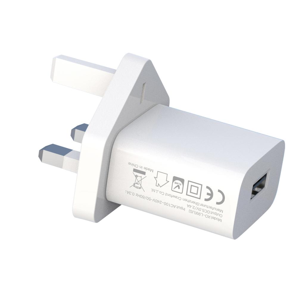 XO L99 Φορτιστής UK με Καλώδιο Lightning 2.4A - Image 3