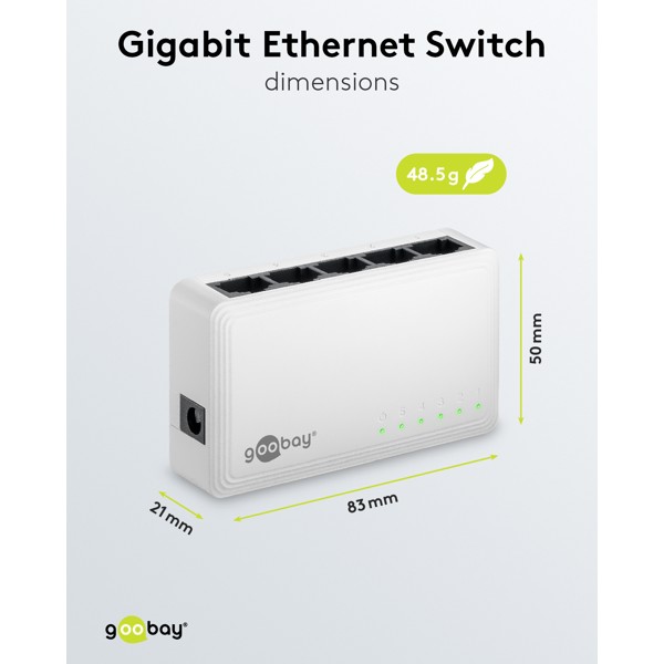 Goobay Gigabit Ethernet Switch 5 Θυρών 64563 Λευκό - Image 12