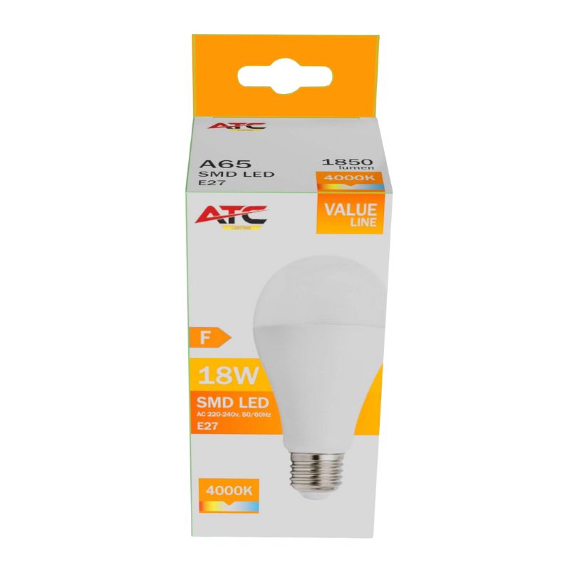 ATC SMD LED Λαμπτήρας A65 230V 18W/1850LM E27 4000K - Image 3