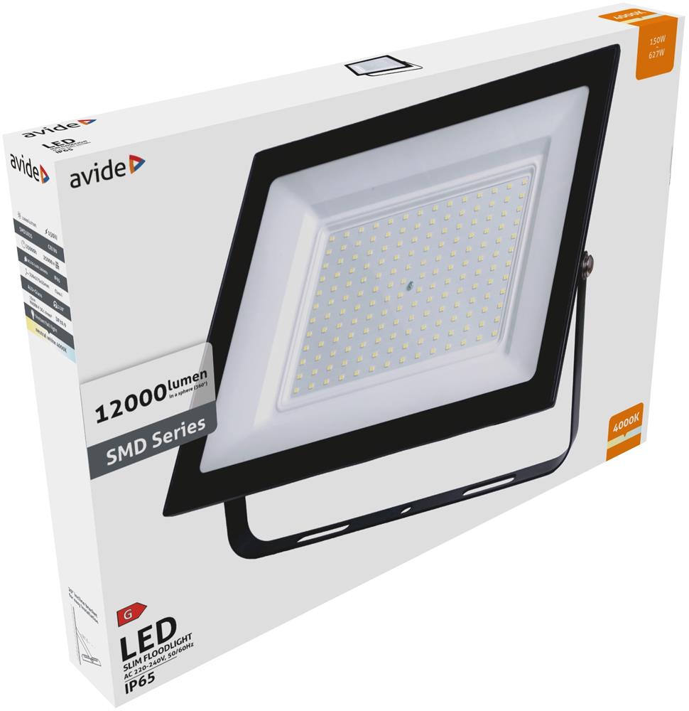 Avide LED Προβολέας Slim SMD 150W Λευκό 4000K