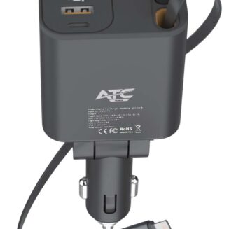 ATC-CA16 Φορτιστής Αυτοκινήτου 45W USB-A & Type-C με Επεκτεινόμενο Καλώδιο Lightning & Type-C