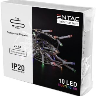 Entac Χριστουγεννιάτικα Εσωτερικά 10 LED Πολύχρωμα 1μ (2xAA Δεν περιλαμβ.)