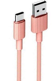 XO NB156 USB Καλώδιο Φόρτισης για Type-C Ροζ