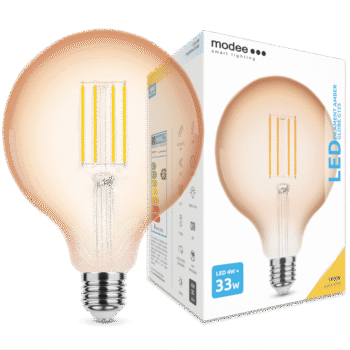 Modee Lighting Λαμπτήρας LED Filament Σφαιρικός G125 Amber 4W E27 320° 1800K (360 lumen)