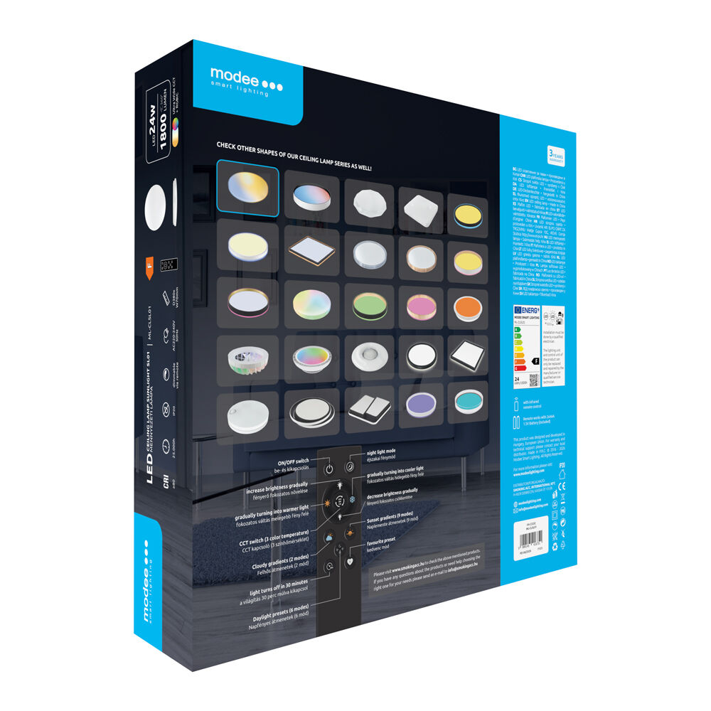 Modee Φωτιστικό Οροφής LED Sunlight SL01 24W 4000K+RGBIC D380x70mm (1800 lumens) ERP - Image 2